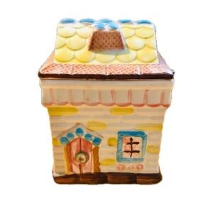 Vintage Grantcrest Japan Bone China Cookie Jar Gingerbread House Biscuit Candy